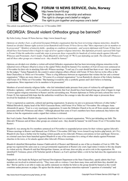 GEORGIA: Should Violent Orthodox Group Be Banned?