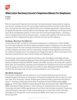 What Labor Secretary Acosta's Departure Means for Employers