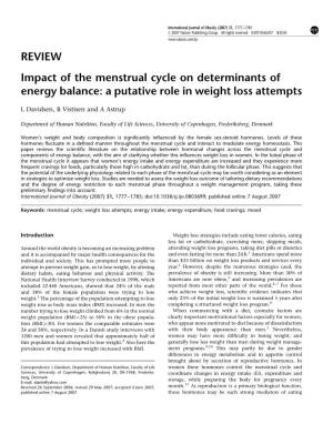 REVIEW Impact of the Menstrual Cycle on Determinants of Energy Balance: a Putative Role in Weight Loss Attempts