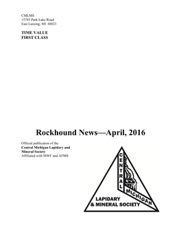 Rockhound News—April, 2016