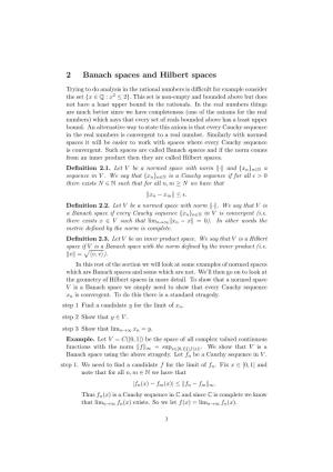 2 Banach Spaces and Hilbert Spaces