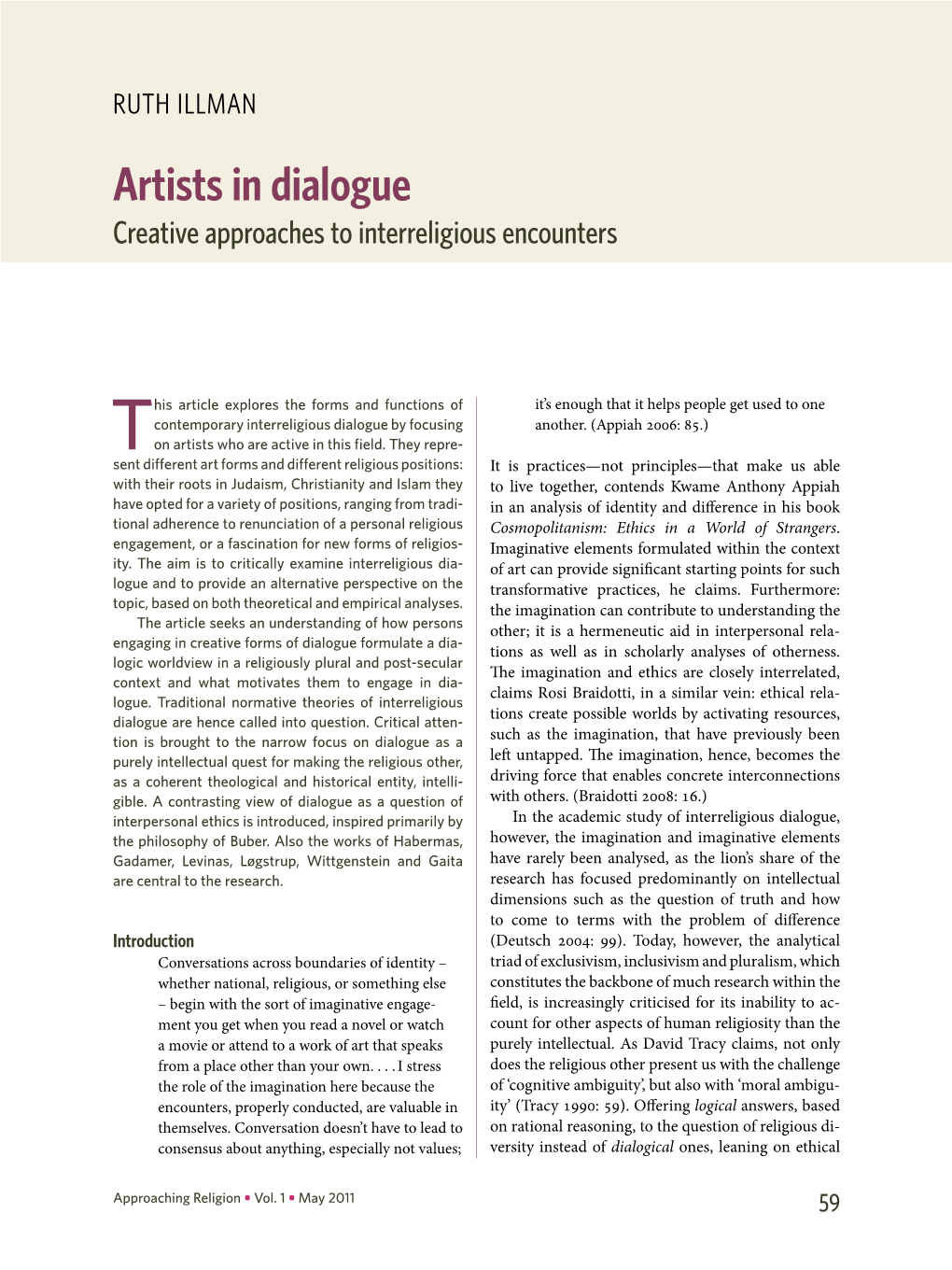 Artists in Dialogue Creative Approaches to Interreligious Encounters