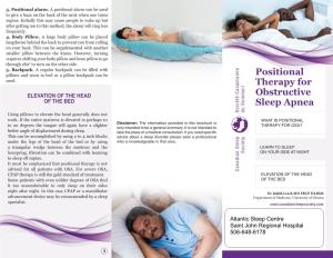 Positional Therapy for Obstructive Sleep Apnea