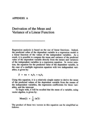 Derivation of the Mean and Variance of a Linear Function