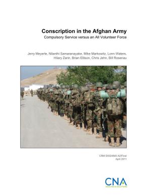 Conscription in the Afghan Army Compulsory Service Versus an All Volunteer Force