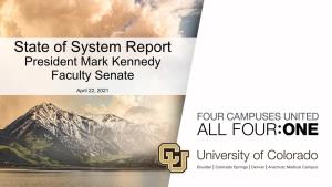 State of System Report President Mark Kennedy Faculty Senate