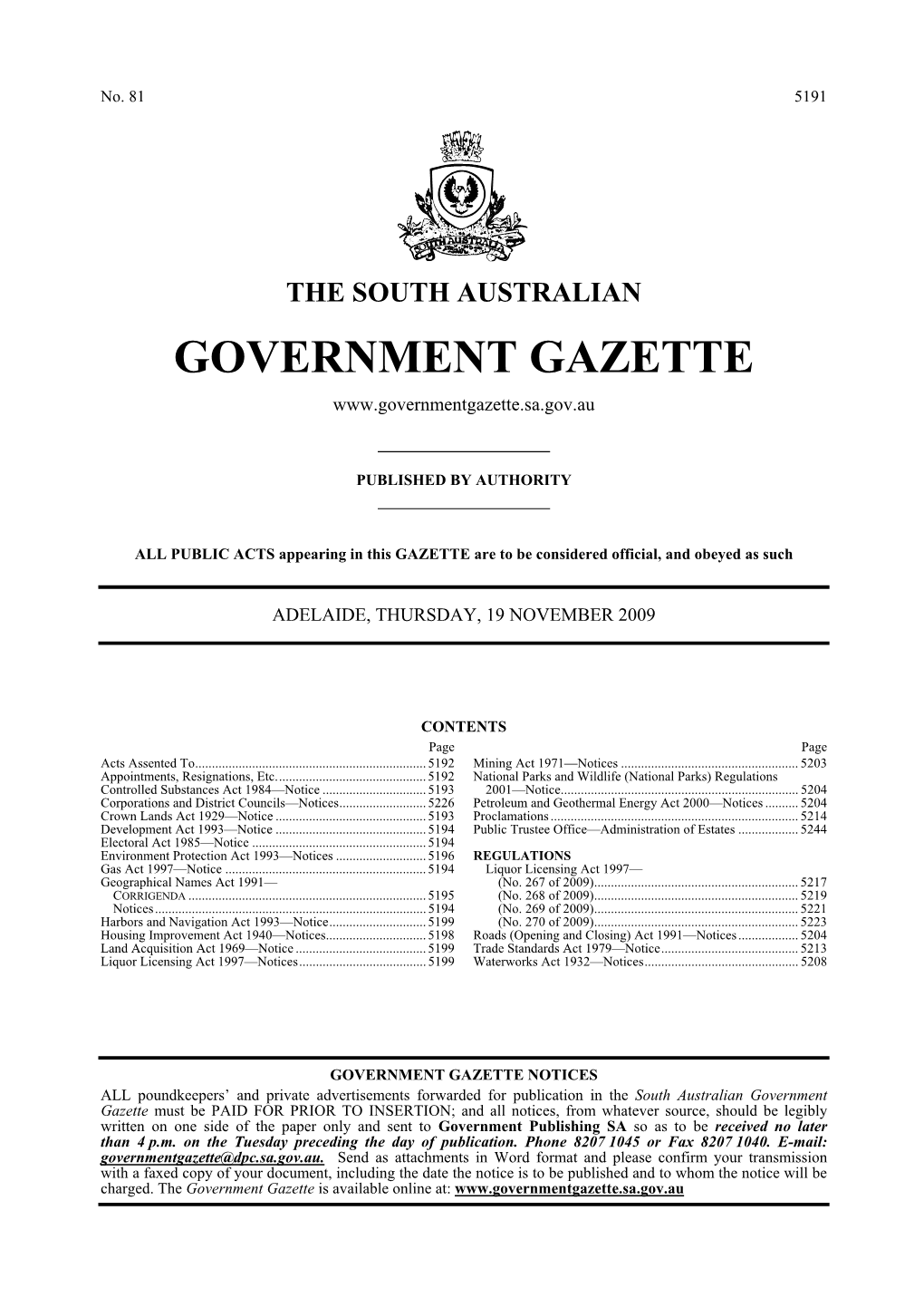 Liquor Licensing Act 1997— Geographical Names Act 1991— (No