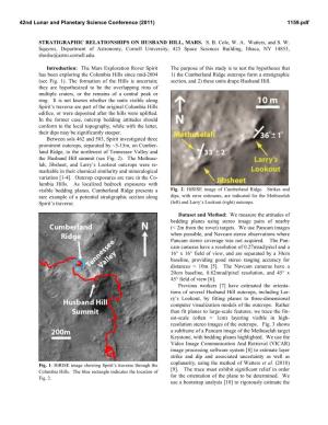 Stratigraphic Relationships on Husband Hill, Mars