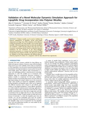 Validation of a Novel Molecular Dynamics Simulation Approach for Lipophilic Drug Incorporation Into Polymer Micelles Aliya O