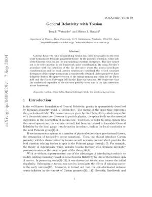 General Relativity with Torsion