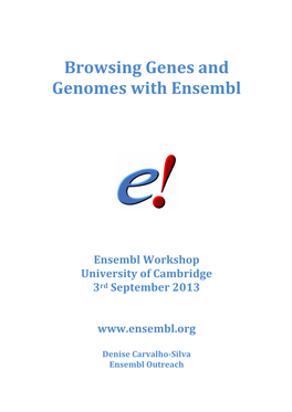 Browsing Genes and Genomes with Ensembl