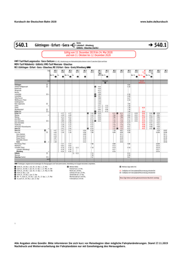 Göttingen - Erfurt - Gera � Lehndorf - Altenburg � 540.1 Gößnitz - Glauchau (Sachs) 540.1 Gültig Vom 15