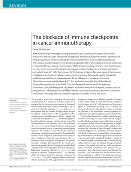 The Blockade of Immune Checkpoints in Cancer Immunotherapy