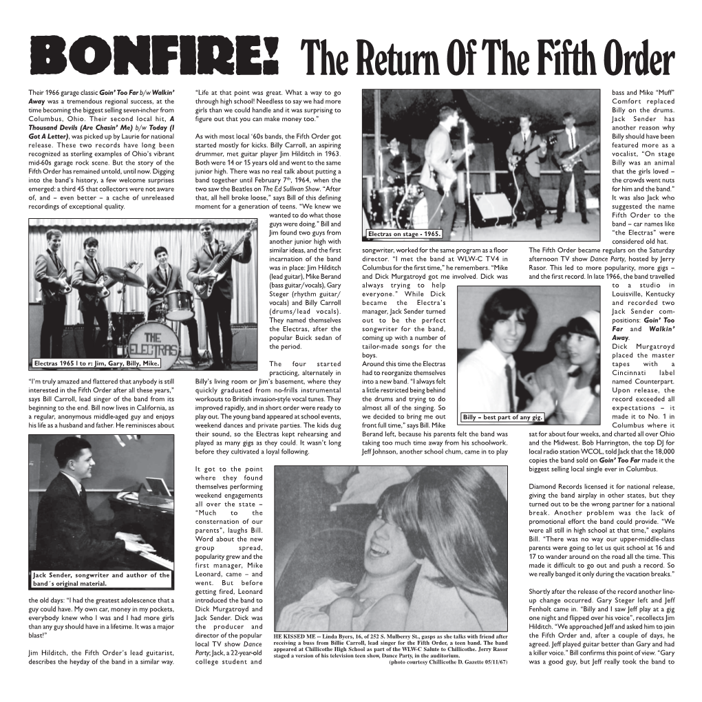 Fifth Order Their 1966 Garage Classic Goin’ Too Far B/W Walkin’ “Life at That Point Was Great