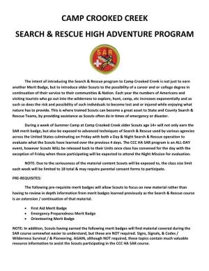Camp Crooked Creek Search & Rescue High Adventure