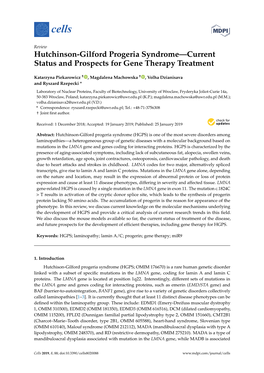 Hutchinson-Gilford Progeria Syndrome—Current Status and Prospects for Gene Therapy Treatment