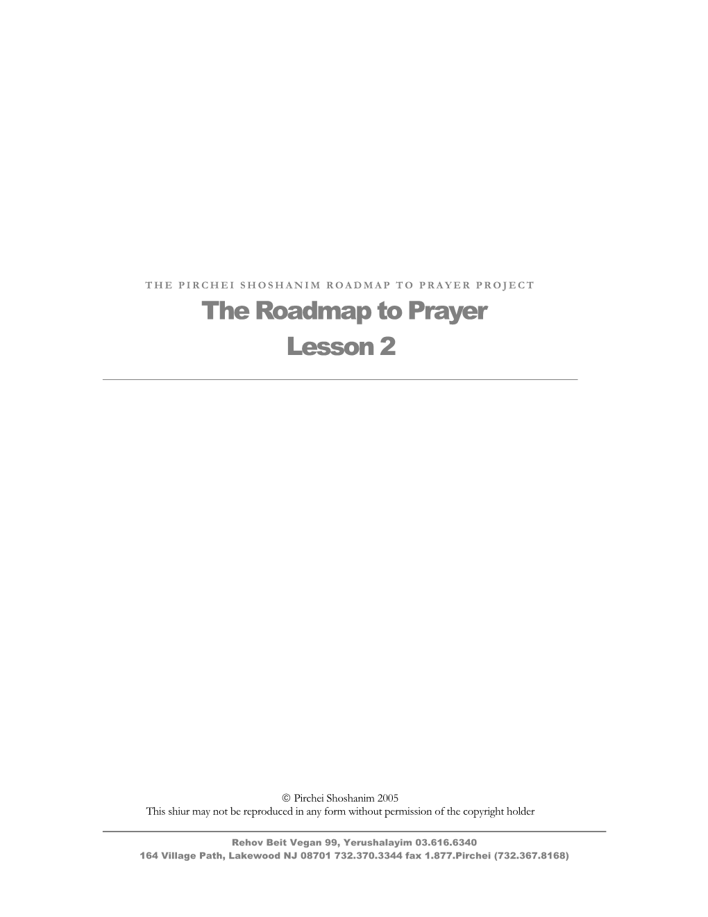 The Roadmap to Prayer Lesson 2