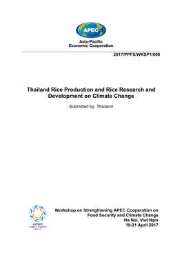 Thailand Rice Production and Rice Research and Development on Climate Change