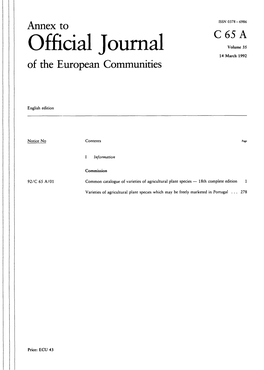Official Journal Volume 35 14 March 1992 of the European Communities