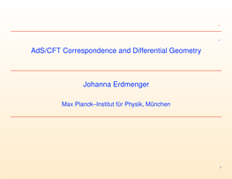 Ads/CFT Correspondence and Differential Geometry Johanna
