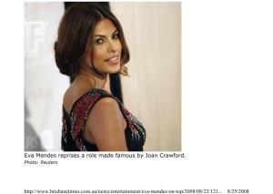 Alumna Eva Mendes Snags Joan Crawford Role in Re-Make Of