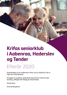 Krifas Seniorklub I Aabenraa, Haderslev Og Tønder Efterår 2020