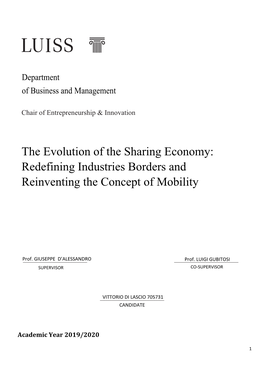 The Evolution of the Sharing Economy: Redefining Industries Borders and Reinventing the Concept of Mobility