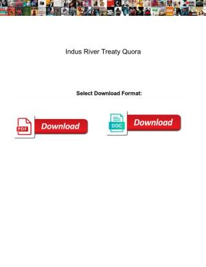 Indus River Treaty Quora