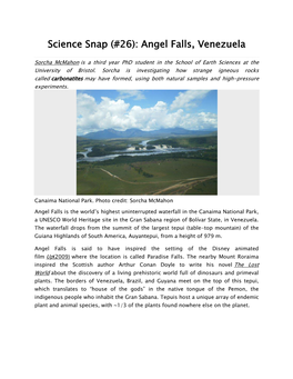 Science Snap (#26): Angel Falls, Venezuela