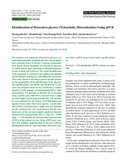 Identification of Heterodera Glycines (Tylenchida