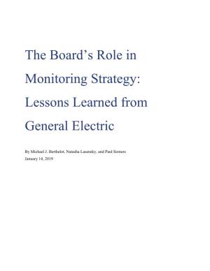 The Board's Role in Monitoring Strategy – Lessons Learned from GE