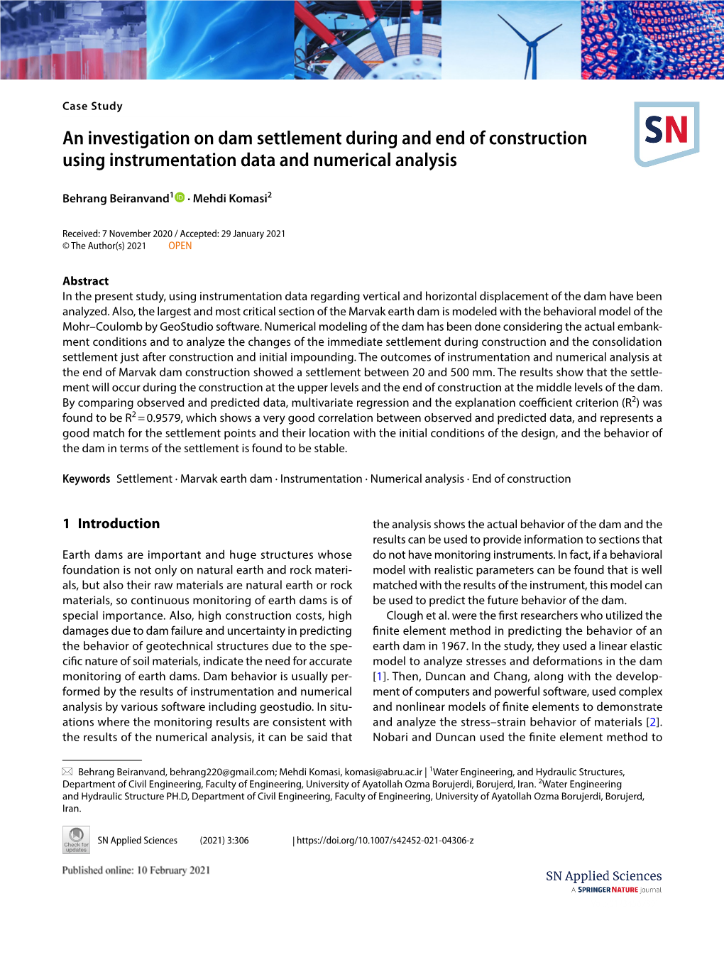 An Investigation on Dam Settlement During and End of Construction Using Instrumentation Data and Numerical Analysis