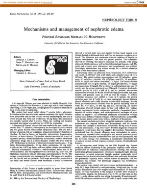 Mechanisms and Management of Nephrotic Edema