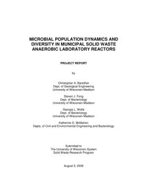 Microbial Population Dynamics and Diversity in Municipal Solid Waste Anaerobic Laboratory Reactors