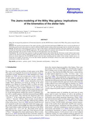 The Jeans Modeling of the Milky Way Galaxy: Implications of the Kinematics of the Stellar Halo