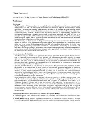 Integral Strategy for the Recovery of Water Resources of Talcahuano, Chile #288