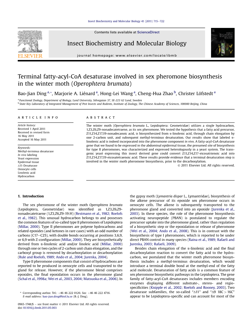 Insect Biochemistry and Molecular Biology 41 (2011) 715E722