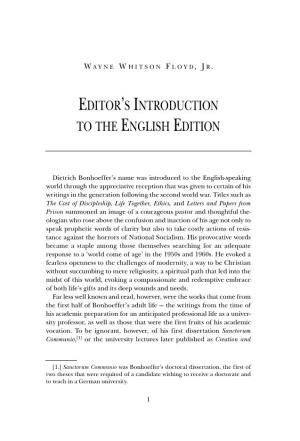 Editor's Introduction to the English Edition