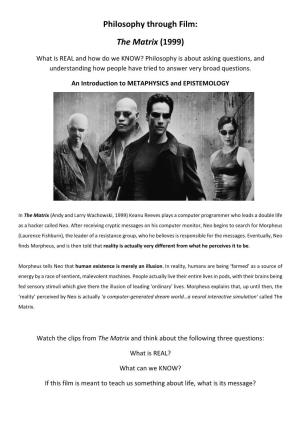 Philosophy Through Film: the Matrix (1999)