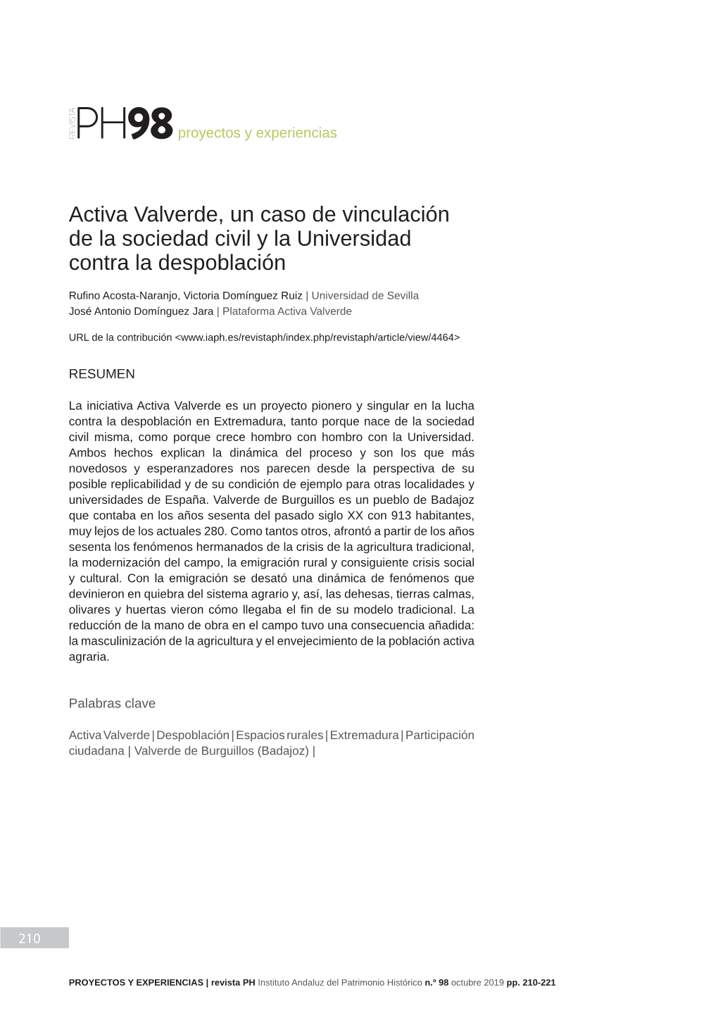 Activa Valverde, Un Caso De Vinculación De La Sociedad Civil Y La Universidad Contra La Despoblación