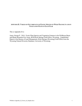 Jones, George P. 2014. Exotic Plant Species and Vegetation Features in the Wildhorse Basin and Sheep Mountain Fire Areas, BLM Rock Springs Field Office, Wyoming