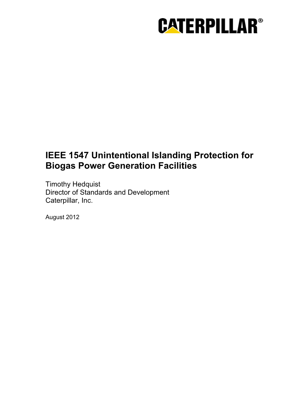 IEEE 1547 Unintentional Islanding Protection for Biogas Power Generation Facilities