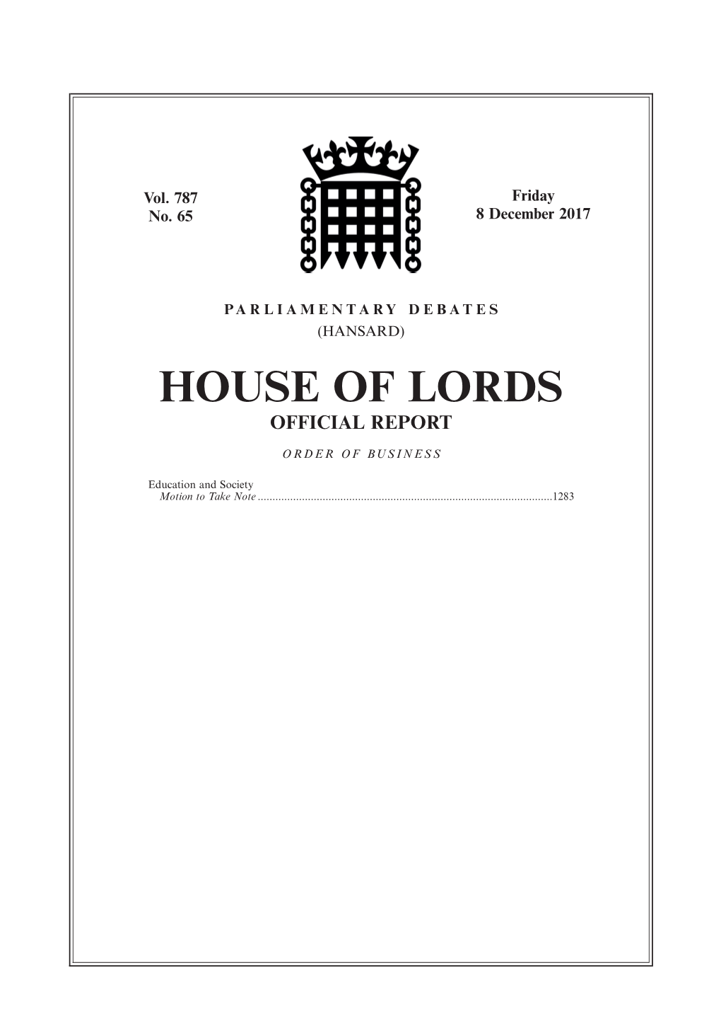 House of Lords Official Report