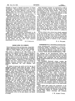 EXPERIMENTAL ENCEPHA.LOMYELITIS Current Problems in Allergy and Immunology