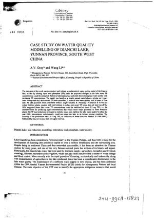 Case Study on Water Quality Modelling of Dianchi Lake, Yunnan Province, South West China