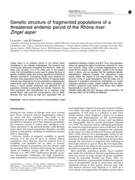 Genetic Structure of Fragmented Populations of a Threatened Endemic Percid of the Rhoˆne River: Zingel Asper