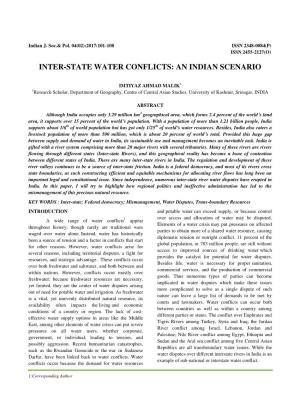 Inter-State Water Conflicts: an Indian Scenario