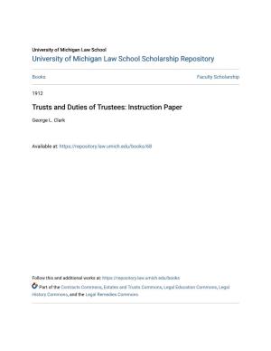 Trusts and Duties of Trustees: Instruction Paper