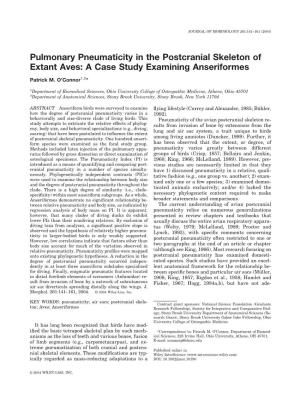 Pulmonary Pneumaticity in the Postcranial Skeleton of Extant Aves: a Case Study Examining Anseriformes