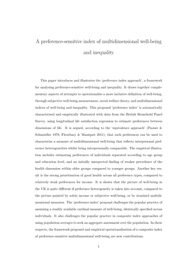 A Preference-Sensitive Index of Multidimensional Well-Being And